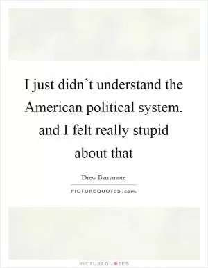 I just didn’t understand the American political system, and I felt really stupid about that Picture Quote #1