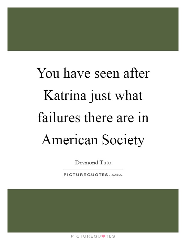 You have seen after Katrina just what failures there are in American Society Picture Quote #1