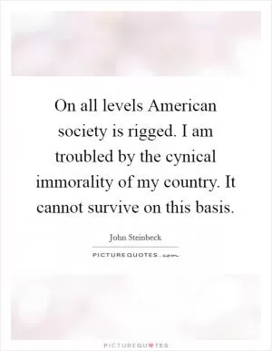 On all levels American society is rigged. I am troubled by the cynical immorality of my country. It cannot survive on this basis Picture Quote #1