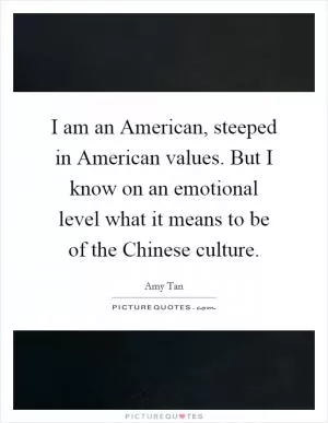 I am an American, steeped in American values. But I know on an emotional level what it means to be of the Chinese culture Picture Quote #1