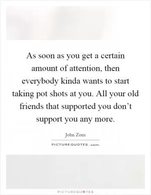 As soon as you get a certain amount of attention, then everybody kinda wants to start taking pot shots at you. All your old friends that supported you don’t support you any more Picture Quote #1