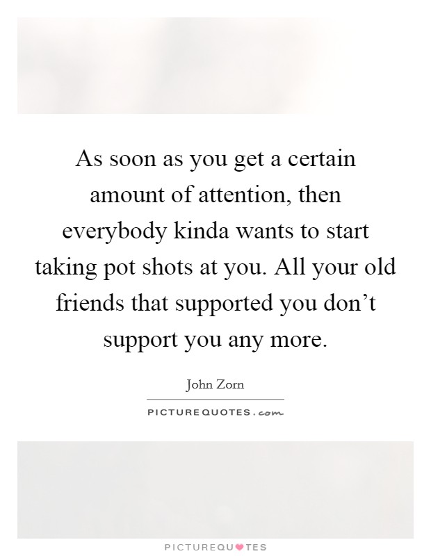 As soon as you get a certain amount of attention, then everybody kinda wants to start taking pot shots at you. All your old friends that supported you don't support you any more. Picture Quote #1