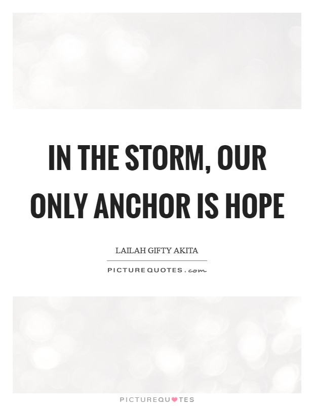In the storm, our only anchor is hope Picture Quote #1