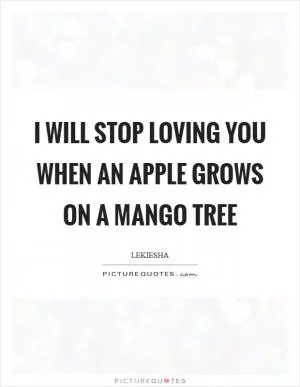I will stop loving you when an apple grows on a mango tree Picture Quote #1