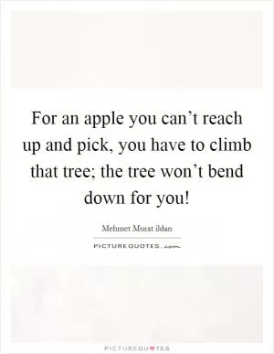 For an apple you can’t reach up and pick, you have to climb that tree; the tree won’t bend down for you! Picture Quote #1