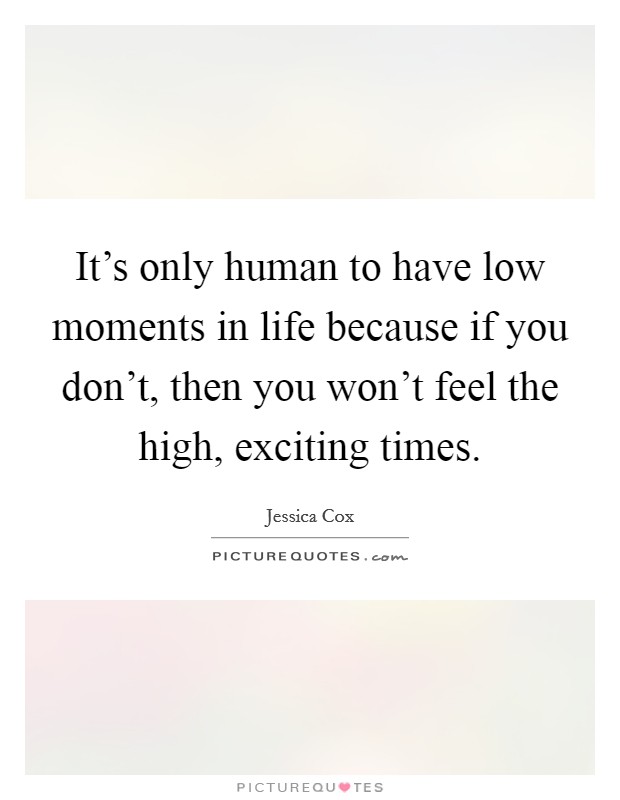 It's only human to have low moments in life because if you don't, then you won't feel the high, exciting times. Picture Quote #1