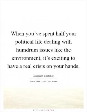 When you’ve spent half your political life dealing with humdrum issues like the environment, it’s exciting to have a real crisis on your hands Picture Quote #1