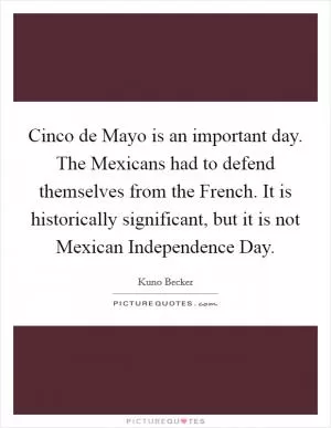 Cinco de Mayo is an important day. The Mexicans had to defend themselves from the French. It is historically significant, but it is not Mexican Independence Day Picture Quote #1
