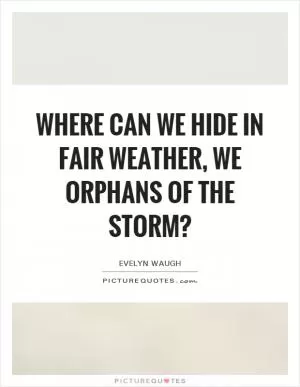 Where can we hide in fair weather, we orphans of the storm? Picture Quote #1