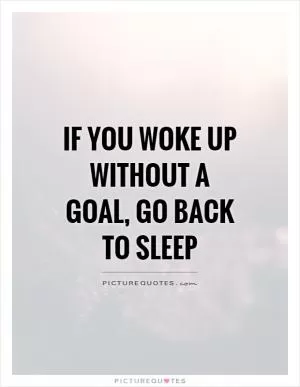 If you woke up without a goal, go back to sleep Picture Quote #1