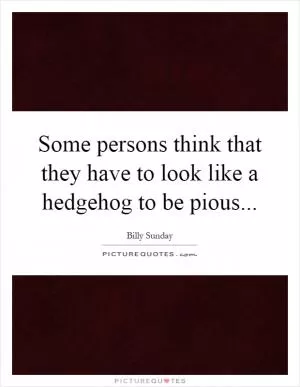 Some persons think that they have to look like a hedgehog to be pious Picture Quote #1