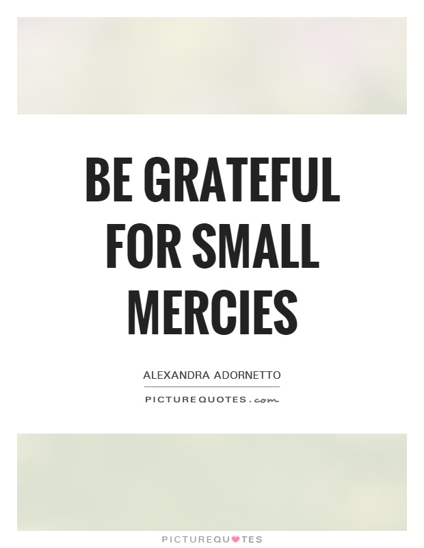 Be grateful for small mercies Picture Quote #1