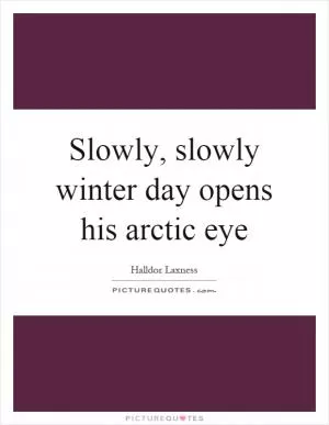 Slowly, slowly winter day opens his arctic eye Picture Quote #1