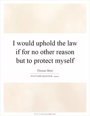 I would uphold the law if for no other reason but to protect myself Picture Quote #1