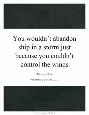 You wouldn’t abandon ship in a storm just because you couldn’t control the winds Picture Quote #1