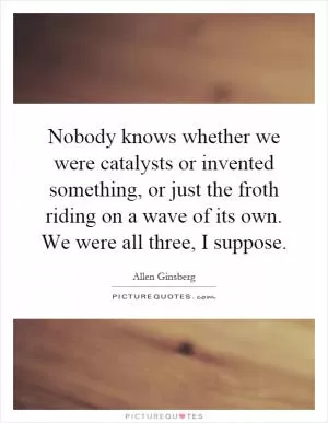 Nobody knows whether we were catalysts or invented something, or just the froth riding on a wave of its own. We were all three, I suppose Picture Quote #1