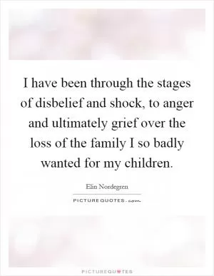 I have been through the stages of disbelief and shock, to anger and ultimately grief over the loss of the family I so badly wanted for my children Picture Quote #1