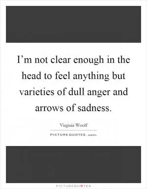 I’m not clear enough in the head to feel anything but varieties of dull anger and arrows of sadness Picture Quote #1