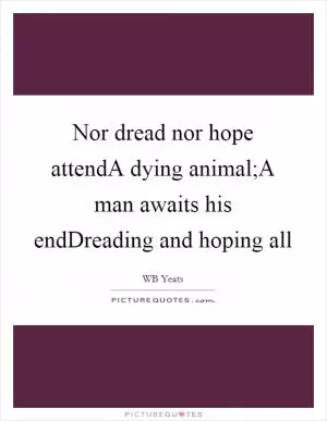 Nor dread nor hope attendA dying animal;A man awaits his endDreading and hoping all Picture Quote #1
