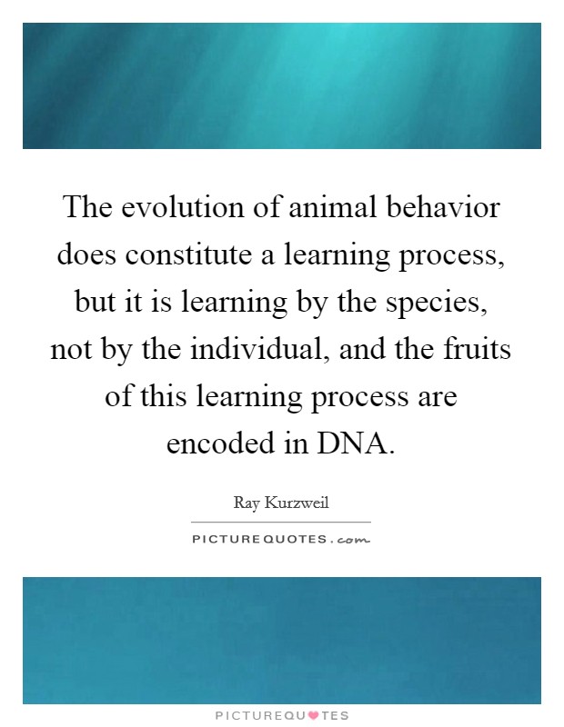 The evolution of animal behavior does constitute a learning process, but it is learning by the species, not by the individual, and the fruits of this learning process are encoded in DNA. Picture Quote #1