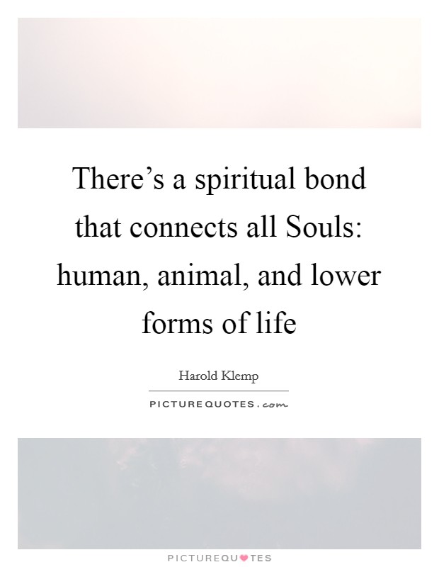 There's a spiritual bond that connects all Souls: human, animal, and lower forms of life Picture Quote #1