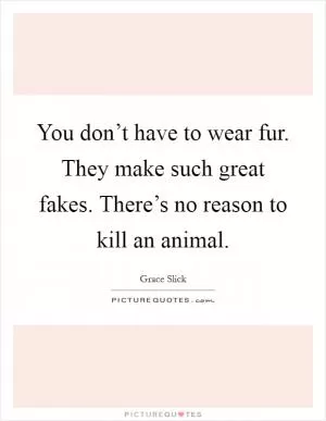 You don’t have to wear fur. They make such great fakes. There’s no reason to kill an animal Picture Quote #1