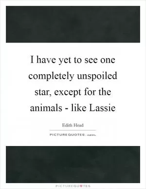 I have yet to see one completely unspoiled star, except for the animals - like Lassie Picture Quote #1
