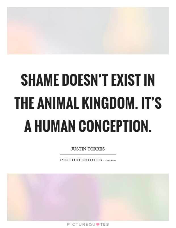 Shame doesn't exist in the animal kingdom. It's a human conception. Picture Quote #1