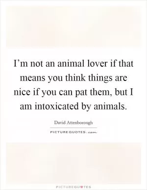 I’m not an animal lover if that means you think things are nice if you can pat them, but I am intoxicated by animals Picture Quote #1