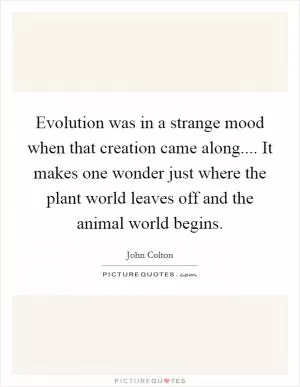 Evolution was in a strange mood when that creation came along.... It makes one wonder just where the plant world leaves off and the animal world begins Picture Quote #1
