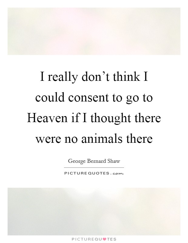 I really don't think I could consent to go to Heaven if I thought there were no animals there Picture Quote #1