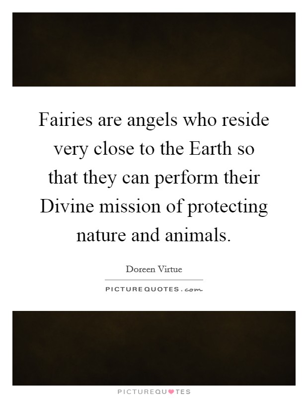Fairies are angels who reside very close to the Earth so that they can perform their Divine mission of protecting nature and animals. Picture Quote #1