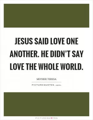 Jesus said love one another. He didn’t say love the whole world Picture Quote #1