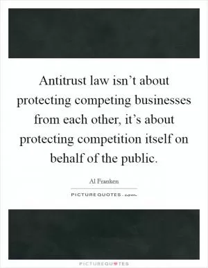 Antitrust law isn’t about protecting competing businesses from each other, it’s about protecting competition itself on behalf of the public Picture Quote #1