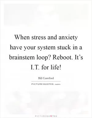 When stress and anxiety have your system stuck in a brainstem loop? Reboot. It’s I.T. for life! Picture Quote #1