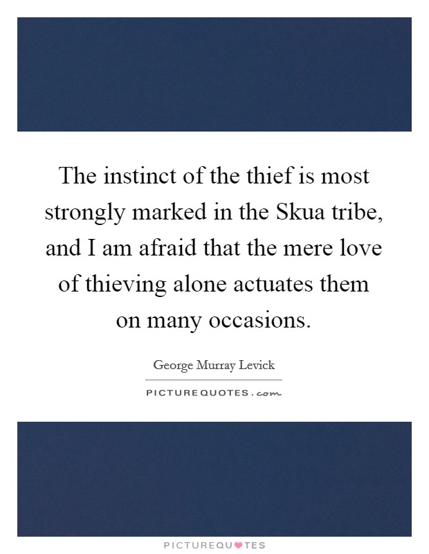 The instinct of the thief is most strongly marked in the Skua tribe, and I am afraid that the mere love of thieving alone actuates them on many occasions. Picture Quote #1