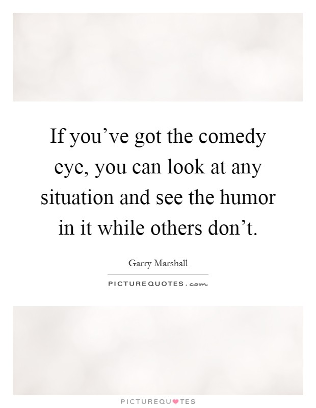 If you've got the comedy eye, you can look at any situation and see the humor in it while others don't. Picture Quote #1