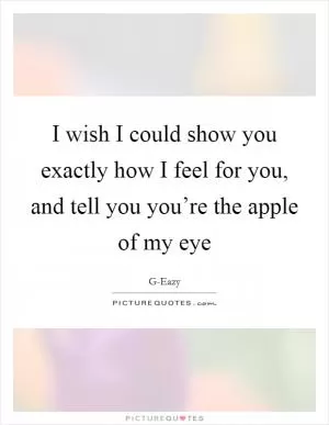 I wish I could show you exactly how I feel for you, and tell you you’re the apple of my eye Picture Quote #1