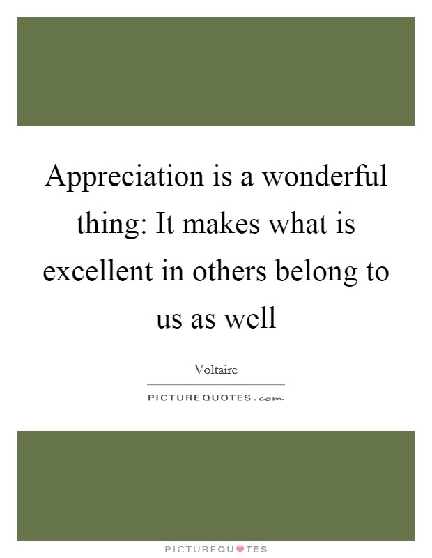 Appreciation is a wonderful thing: It makes what is excellent in others belong to us as well Picture Quote #1