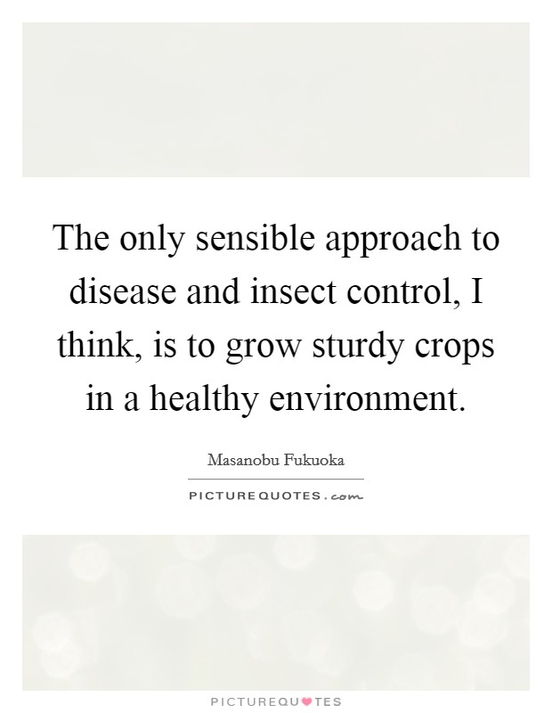 The only sensible approach to disease and insect control, I think, is to grow sturdy crops in a healthy environment. Picture Quote #1
