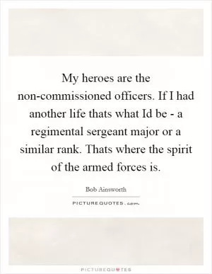 My heroes are the non-commissioned officers. If I had another life thats what Id be - a regimental sergeant major or a similar rank. Thats where the spirit of the armed forces is Picture Quote #1