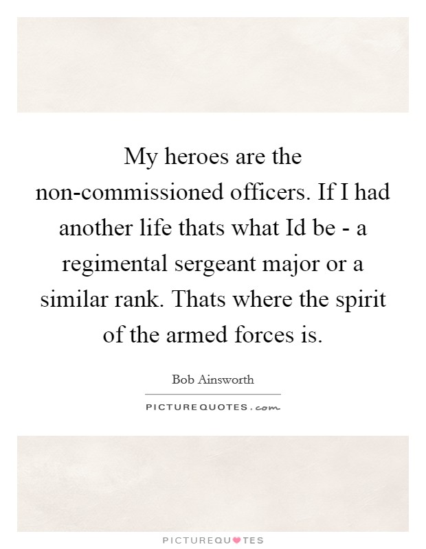 My heroes are the non-commissioned officers. If I had another life thats what Id be - a regimental sergeant major or a similar rank. Thats where the spirit of the armed forces is. Picture Quote #1