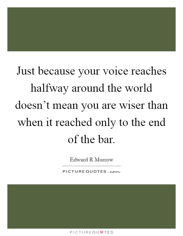 Just because your voice reaches halfway around the world doesn't mean you are wiser than when it reached only to the end of the bar. Picture Quote #1