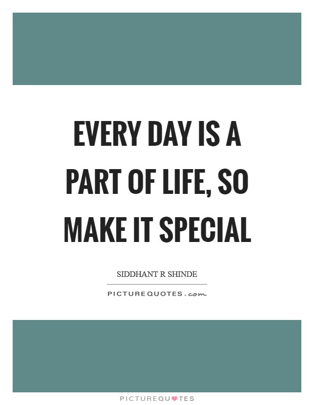 Every day is a part of life, so make it special Picture Quote #1