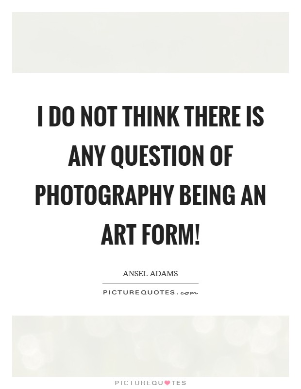 I do not think there is any question of photography being an art form! Picture Quote #1
