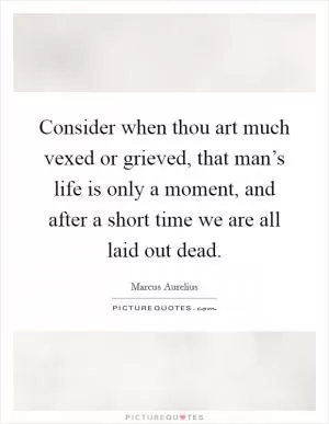 Consider when thou art much vexed or grieved, that man’s life is only a moment, and after a short time we are all laid out dead Picture Quote #1