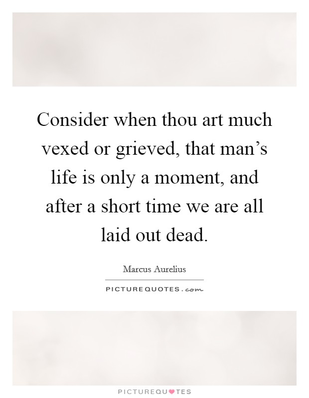 Consider when thou art much vexed or grieved, that man's life is only a moment, and after a short time we are all laid out dead. Picture Quote #1