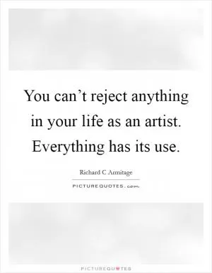 You can’t reject anything in your life as an artist. Everything has its use Picture Quote #1