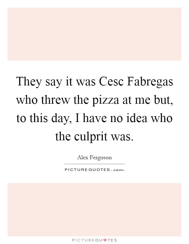They say it was Cesc Fabregas who threw the pizza at me but, to this day, I have no idea who the culprit was. Picture Quote #1