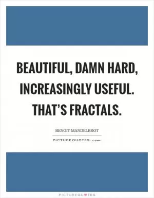 Beautiful, damn hard, increasingly useful. That’s fractals Picture Quote #1